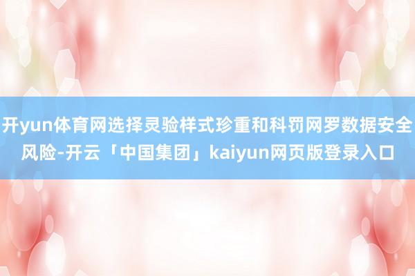 开yun体育网选择灵验样式珍重和科罚网罗数据安全风险-开云「